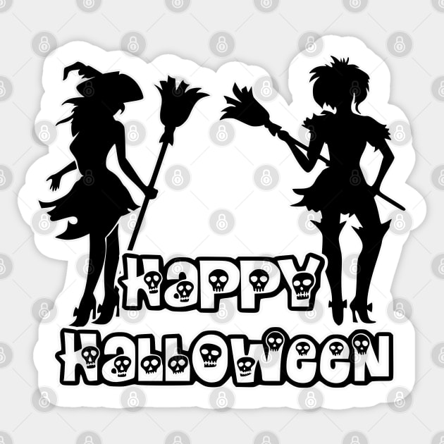 Pretty Halloween Witches - Happy Halloween - 1510201500 Sticker by Semenov